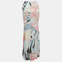 Pre Owned Emilio Pucci Multicolor Printed Jersey Maxi Skirt S