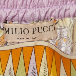 Pre Owned Emilio Pucci Light Purple Astrolabio Print Silk Trousers S