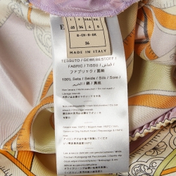 Pre Owned Emilio Pucci Light Purple Astrolabio Print Silk Trousers S