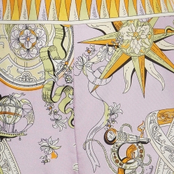 Pre Owned Emilio Pucci Light Purple Astrolabio Print Silk Trousers S