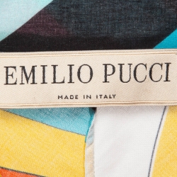 Pre Owned Emilio Pucci Multicolor Printed Cotton Flared Sleeve Maxi Dress M