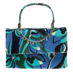 Emilio Pucci Multicolor Printed Velvet Top Handle Bag