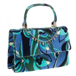 Emilio Pucci Multicolor Printed Velvet Top Handle Bag