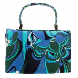 Emilio Pucci Multicolor Printed Velvet Top Handle Bag