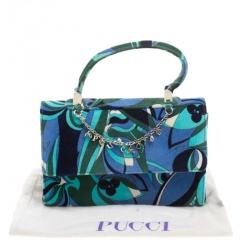 Emilio Pucci Multicolor Printed Velvet Top Handle Bag