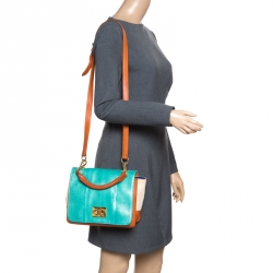 Emilio Pucci Multicolor Snakeskin/Canvas and Leather Top Handle Bag