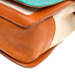 Emilio Pucci Multicolor Snakeskin/Canvas and Leather Top Handle Bag