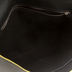 Pre Owned Emilio Pucci Black Leather Oversize Logo Clutch