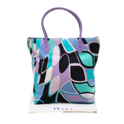 Emilio Pucci Multicolor Canvas and Leather Shopper Tote