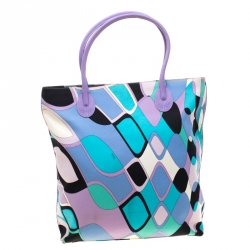 Emilio Pucci Multicolor Canvas and Leather Shopper Tote