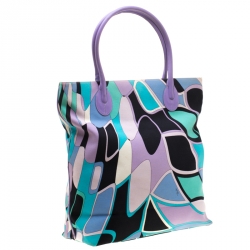 Emilio Pucci Multicolor Canvas and Leather Shopper Tote