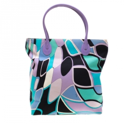 Emilio Pucci Multicolor Canvas and Leather Shopper Tote