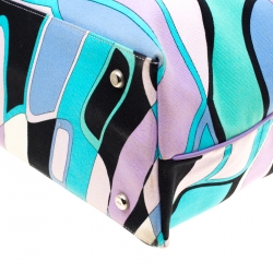 Emilio Pucci Multicolor Canvas and Leather Shopper Tote