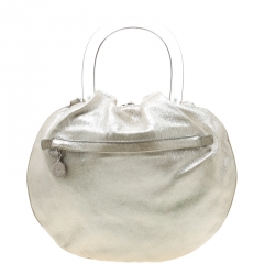 Emilio Pucci Metallic Light Beige Leather Top Handle Crossbody Bag