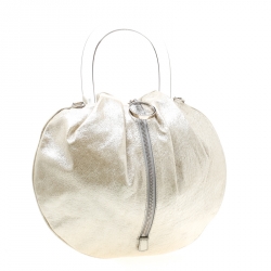 Emilio Pucci Metallic Light Beige Leather Top Handle Crossbody Bag