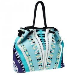 Emilio Pucci Multicolor Printed Canvas and Leather Tote