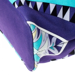 Emilio Pucci Multicolor Printed Canvas and Leather Tote
