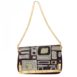 Emilio Pucci Multicolor Suede and Metal Armored Mesh Flap Shoulder Bag