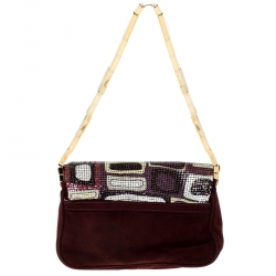 Emilio Pucci Multicolor Suede and Metal Armored Mesh Flap Shoulder Bag