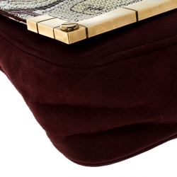 Emilio Pucci Multicolor Suede and Metal Armored Mesh Flap Shoulder Bag