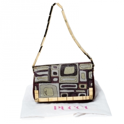 Emilio Pucci Multicolor Suede and Metal Armored Mesh Flap Shoulder Bag