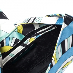 Emilio Pucci Multicolor Printed Satin Magnet Closure Pochette Bag