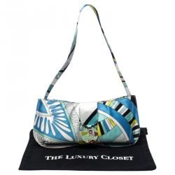 Emilio Pucci Multicolor Printed Satin Magnet Closure Pochette Bag
