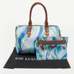 Emilio Pucci Multicolor Printed Coated Canvas and Leather Boston Bag