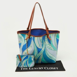 Pre Owned Emilio Pucci Multicolor Printed Coated Canvas and Leather Tote