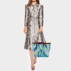 Pre Owned Emilio Pucci Multicolor Printed Coated Canvas and Leather Tote