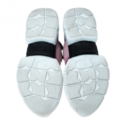 Pre Owned Emilio Pucci Multicolor Leather and Satin City Up Ruffle Sneakers Size 38