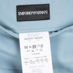 Pre Owned Emporio Armani Teal Blue Wool Pencil Skirt M