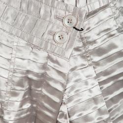 Pre Owned Emporio Armani Beige Pleated Textured Satin High Waist Balloon Trousers M