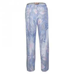 Pre Owned Emporio Armani Elite Blue Crystal Embellished Trousers M