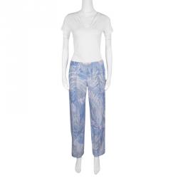 Pre Owned Emporio Armani Elite Blue Crystal Embellished Trousers M