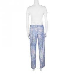 Pre Owned Emporio Armani Elite Blue Crystal Embellished Trousers M