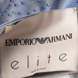 Pre Owned Emporio Armani Elite Blue Crystal Embellished Trousers M