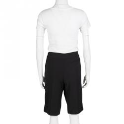 Pre Owned Emporio Armani Black Satin Side Stripe Detail Fitted Tuxedo Shorts M