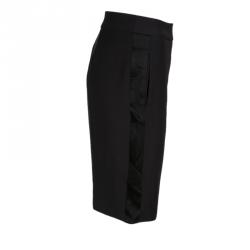 Pre Owned Emporio Armani Black Satin Side Stripe Detail Fitted Tuxedo Shorts M