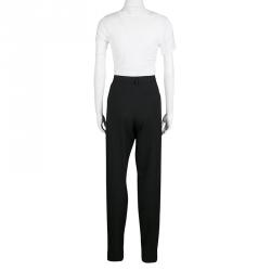 Pre Owned Emporio Armani Black Wool Tailored High Waist Formal Trousers M