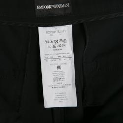 Pre Owned Emporio Armani Black Wool Tailored High Waist Formal Trousers M