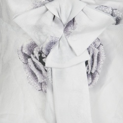 Pre Owned Emporio Armani Grey Rose Print Bow Detail Sleeveless Silk Top S