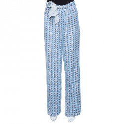 Pre Owned Emporio Armani Multicolor Printed Mesh Overlay Trousers M