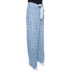 Pre Owned Emporio Armani Multicolor Printed Mesh Overlay Trousers M