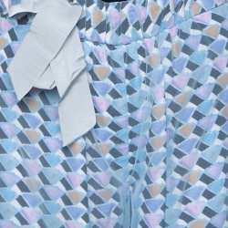 Pre Owned Emporio Armani Multicolor Printed Mesh Overlay Trousers M