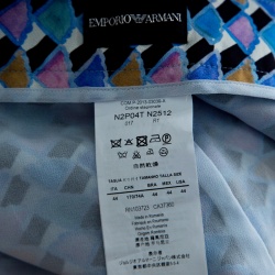 Pre Owned Emporio Armani Multicolor Printed Mesh Overlay Trousers M