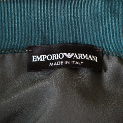 Pre Owned Emporio Armani Olive Green Silk Elephant Motif Detail Sleeveless Maxi Dress M