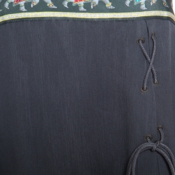 Pre Owned Emporio Armani Olive Green Silk Elephant Motif Detail Sleeveless Maxi Dress M