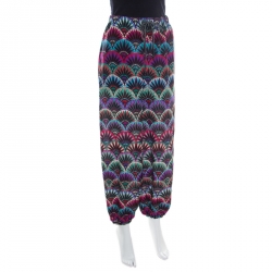 Pre Owned Emporio Armani Ethnic Floral Printed Silk High Rise Harem Pants S