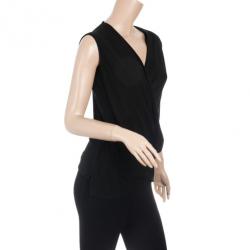 Pre Owned Emporio Armani Black Cotton Sleeveless Top M